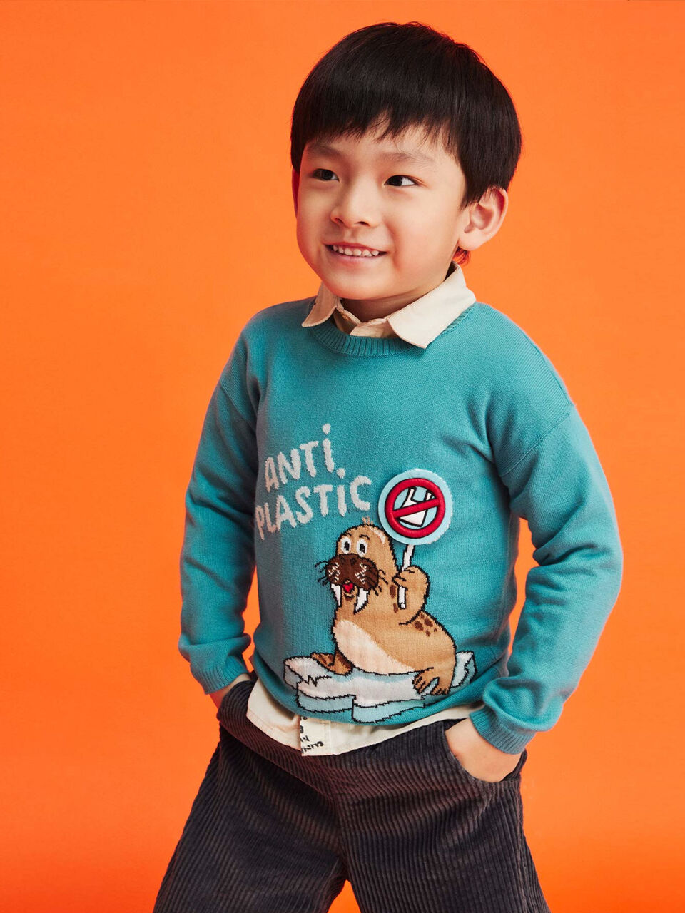 Sweater with inlay and applique image number 1