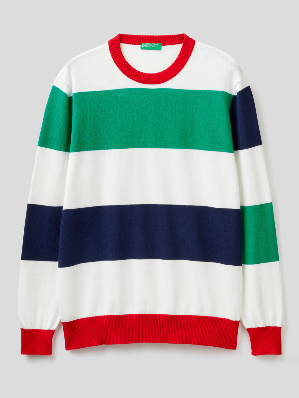 Striped 100% cotton sweater image number 1