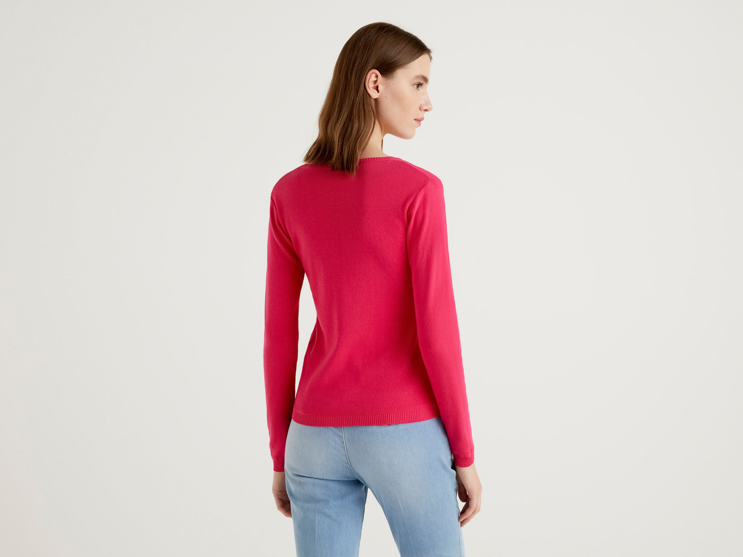 Crew neck sweater in pure cotton image number 2