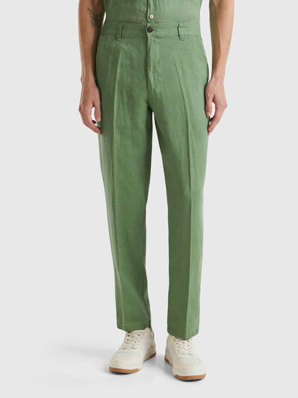 Chinos in pure linen Men