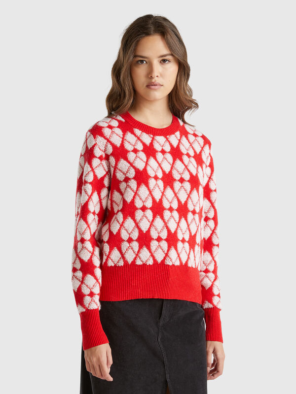 Heart sweater in recycled wool blend Women