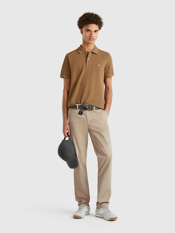 Beige slim fit chinos Men