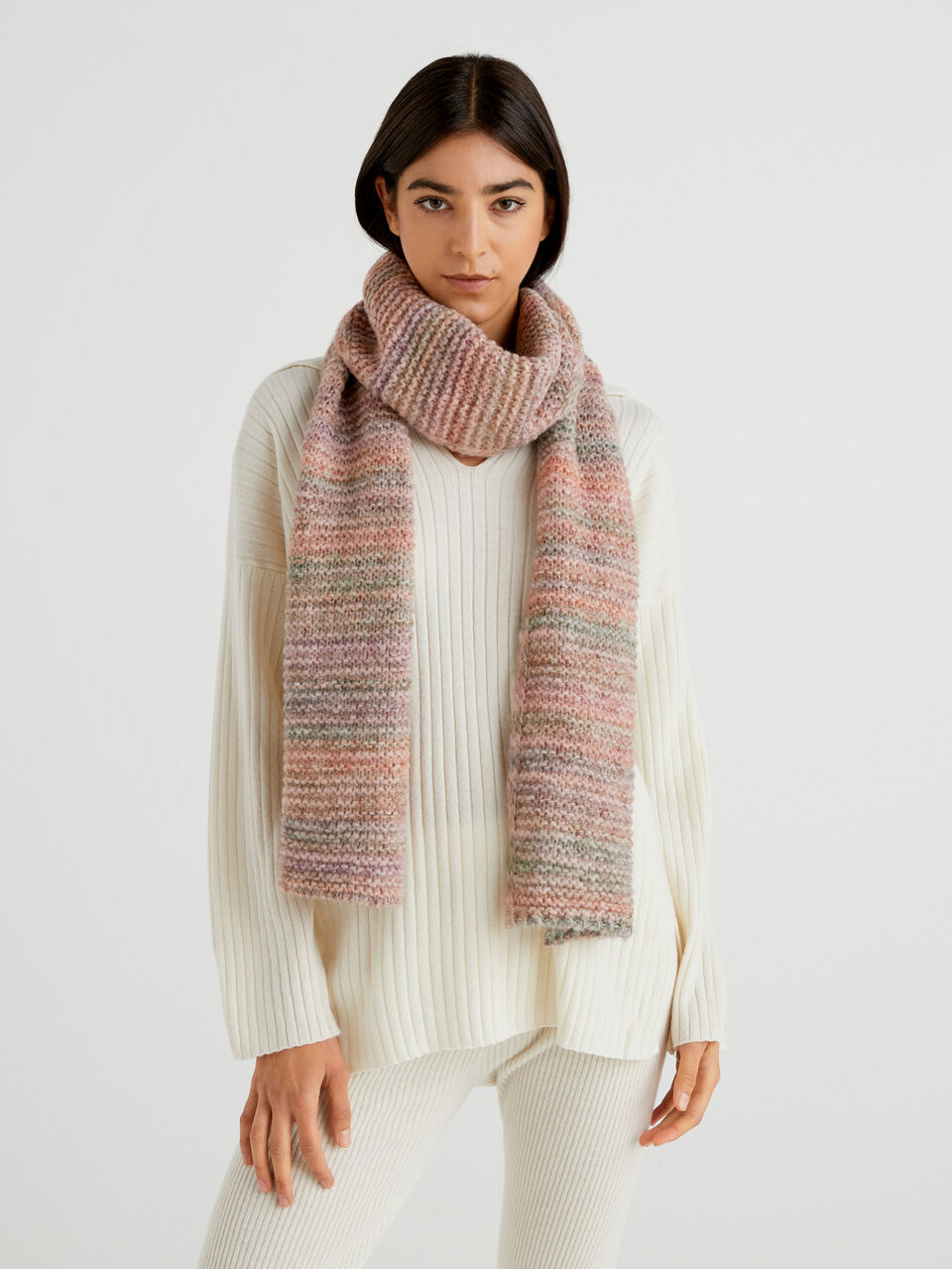 Multicolored scarf in wool blend image number 2