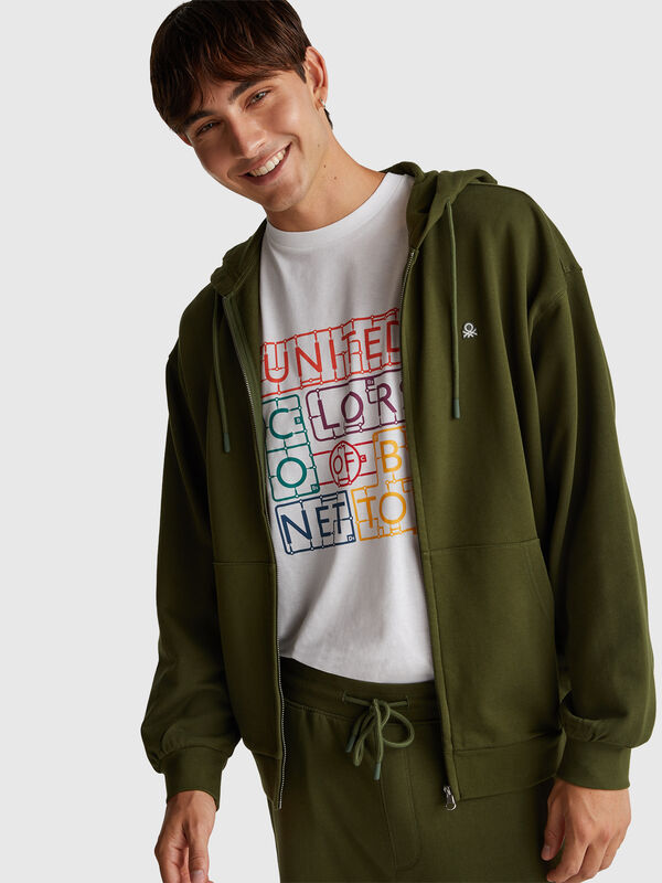Zip-up hoodie in cotton Men
