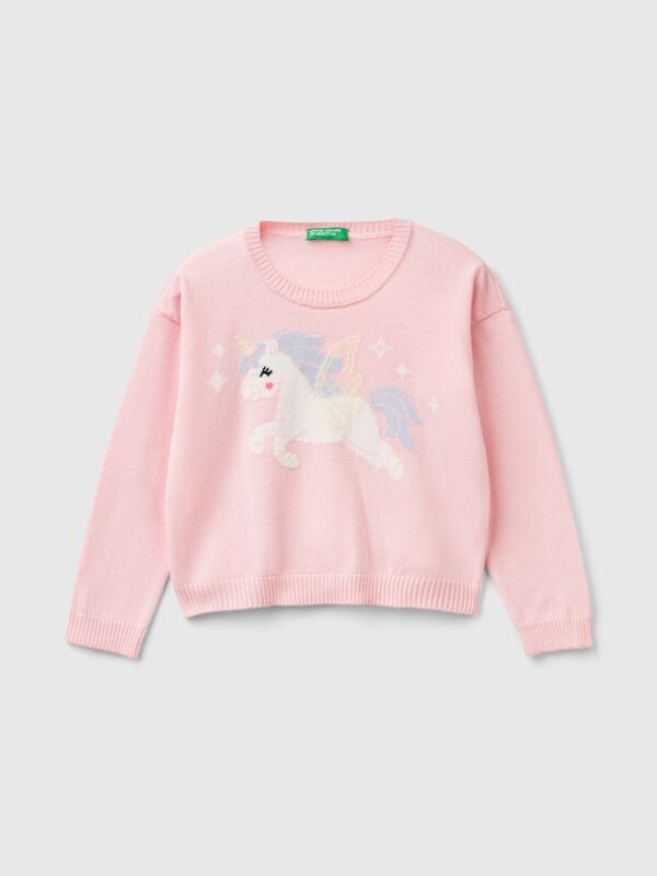 Sweater with unicorn inlay Junior Girl