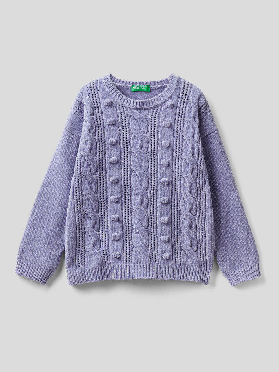 Cable knit chenille sweater