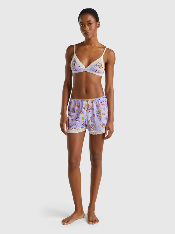 Charmeuse shorts with floral print Women