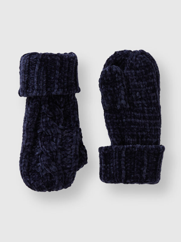 Chenille gloves with cable knit Junior Boy