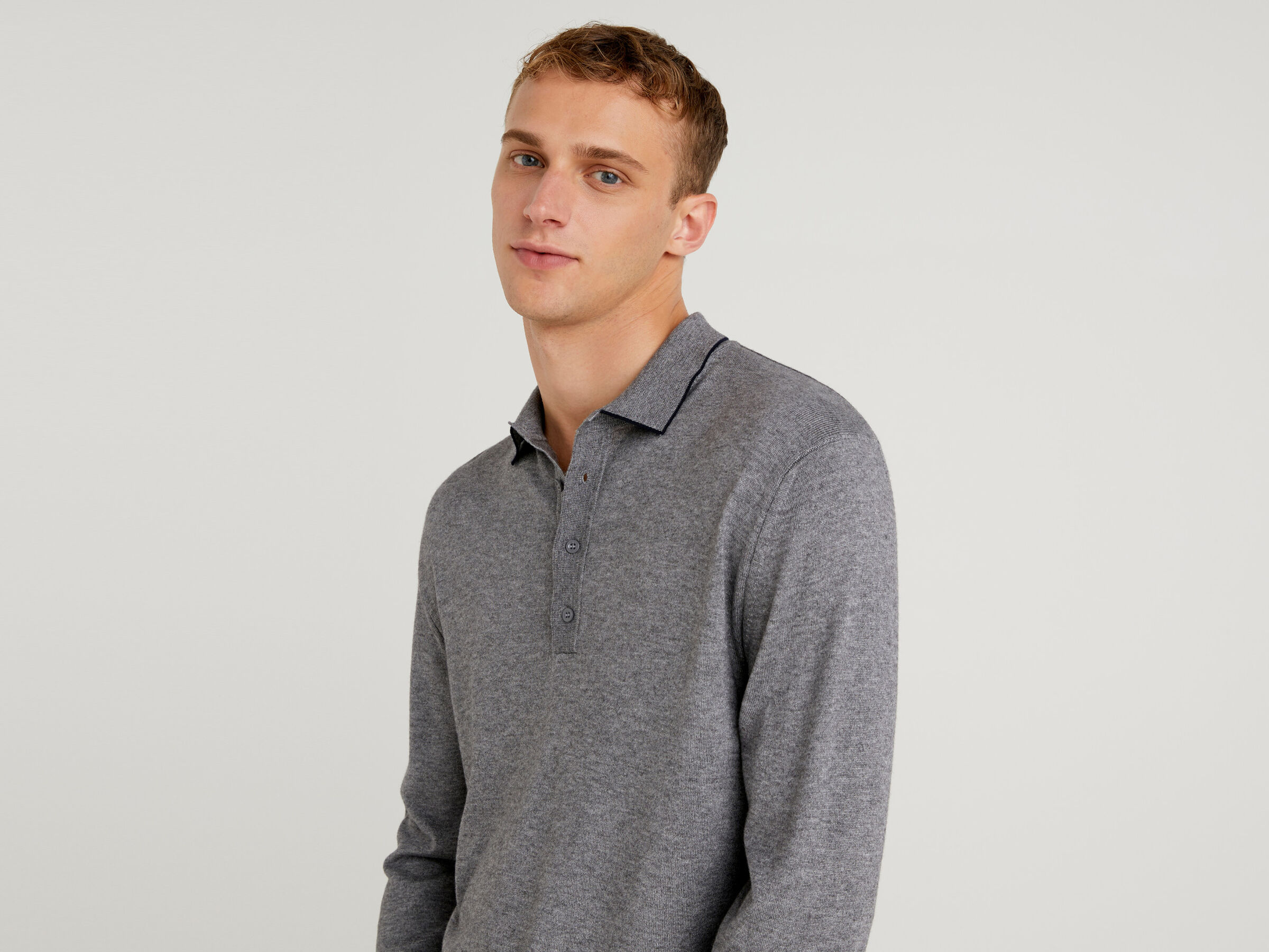 Long sleeve knit polo image number 3