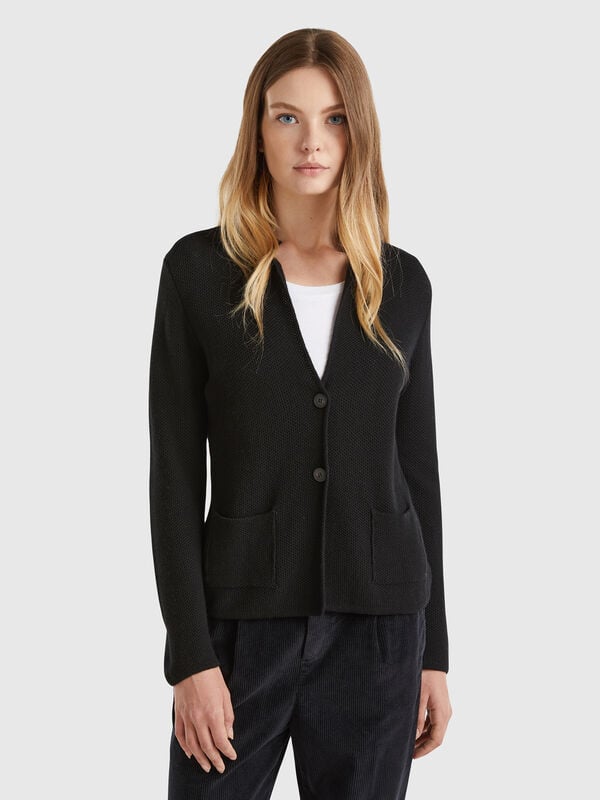 Knit jacket in wool and cashmere blend Women