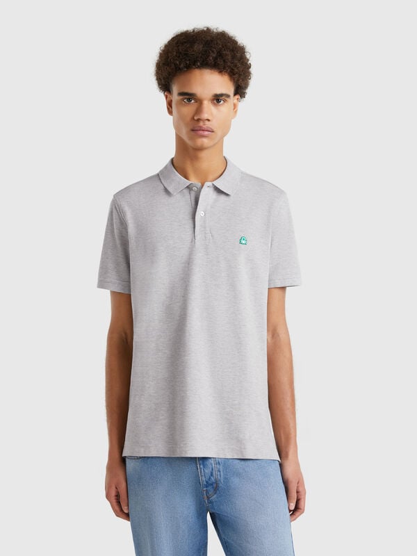 Melange gray regular fit polo Men