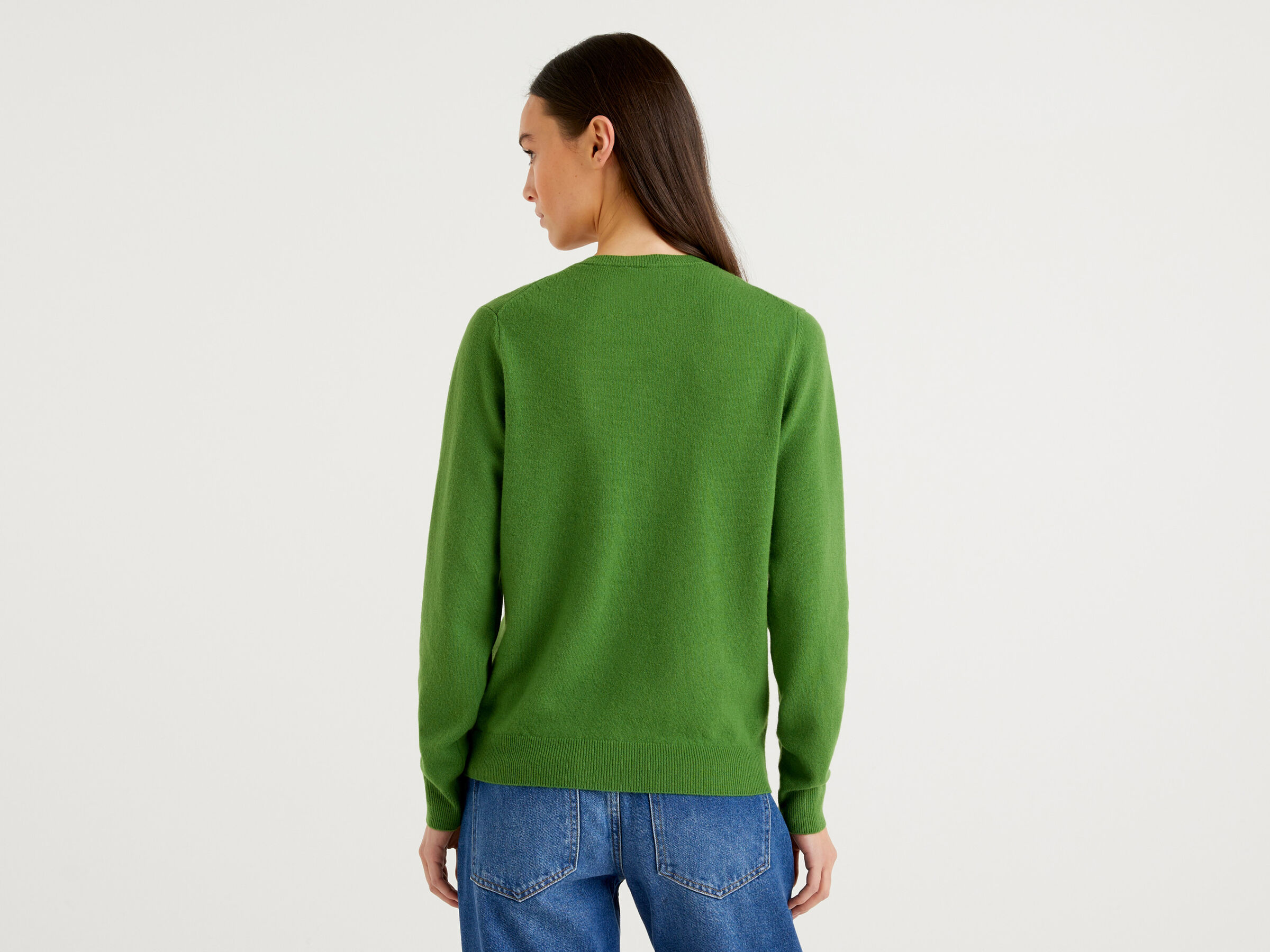 Crew neck cardigan in pure virgin wool image number 2