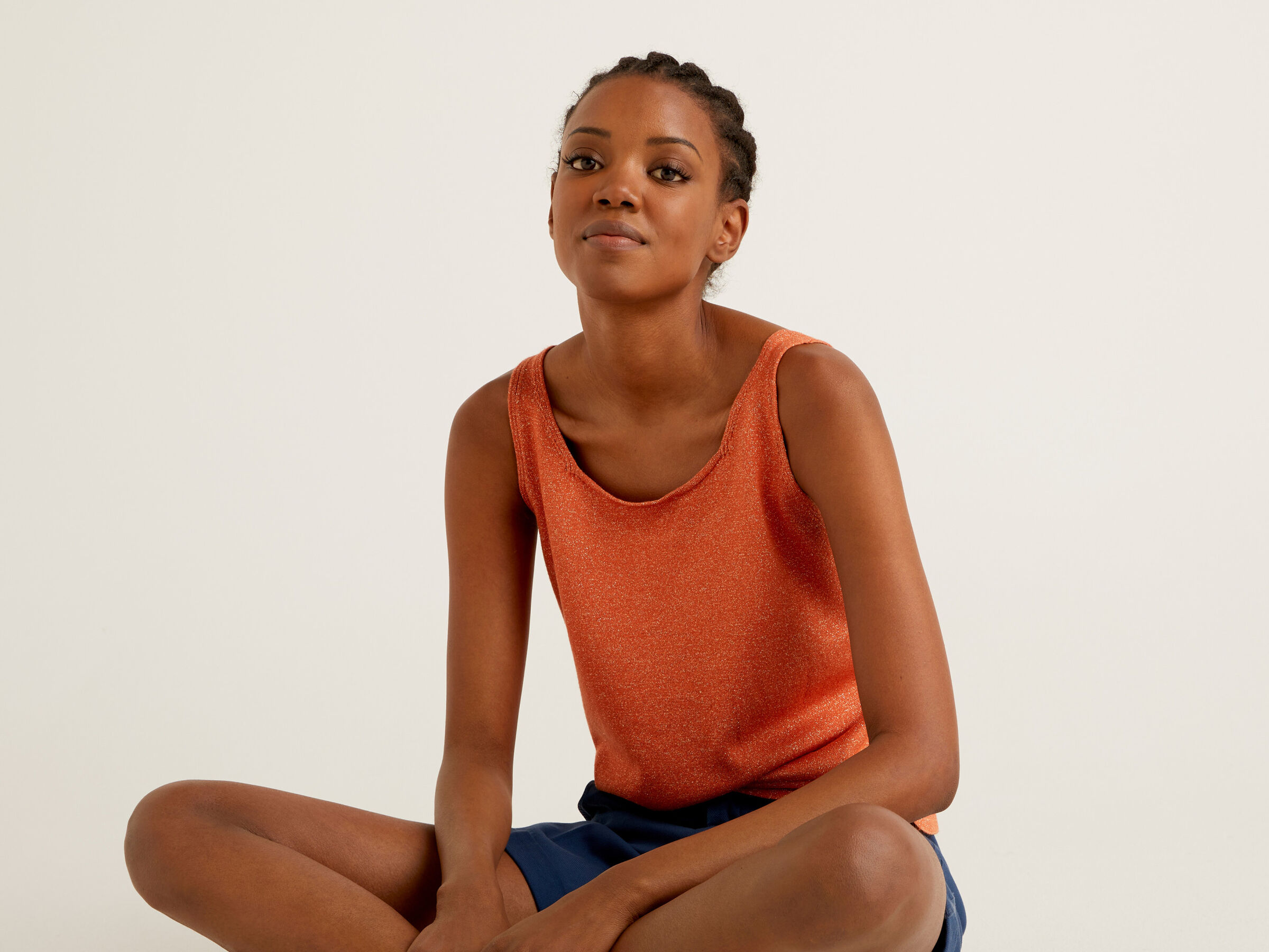 Tank top in viscose and lurex image number 3