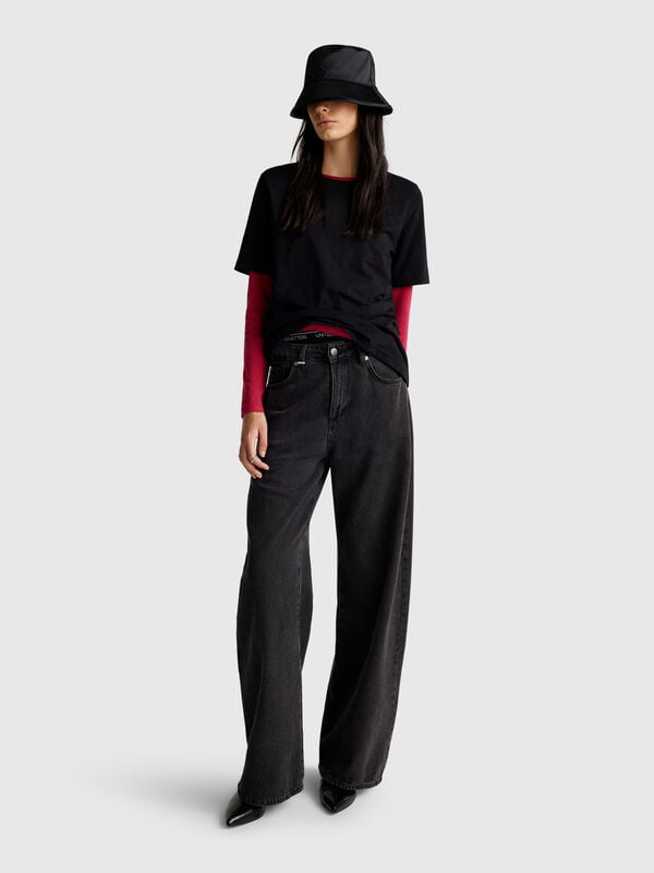 Crew neck t-shirt in slub cotton Women