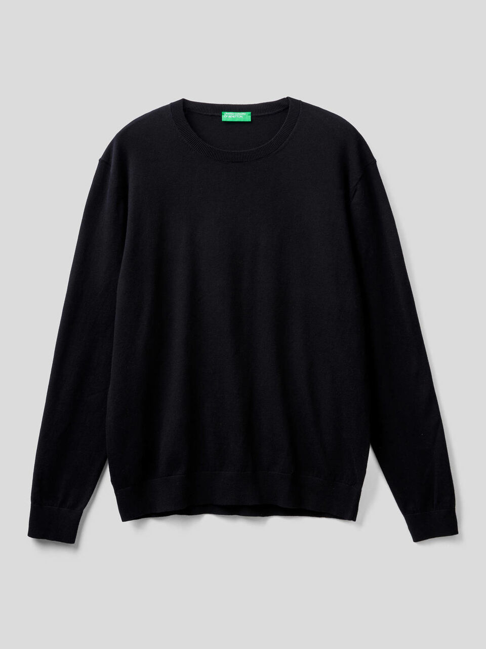 Crew neck sweater in lightweight cotton blend image number 1