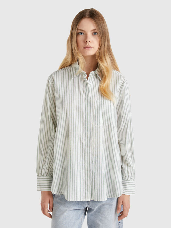 Striped shirt made from linen blend Women