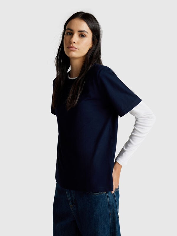 Crew neck t-shirt in slub cotton Women
