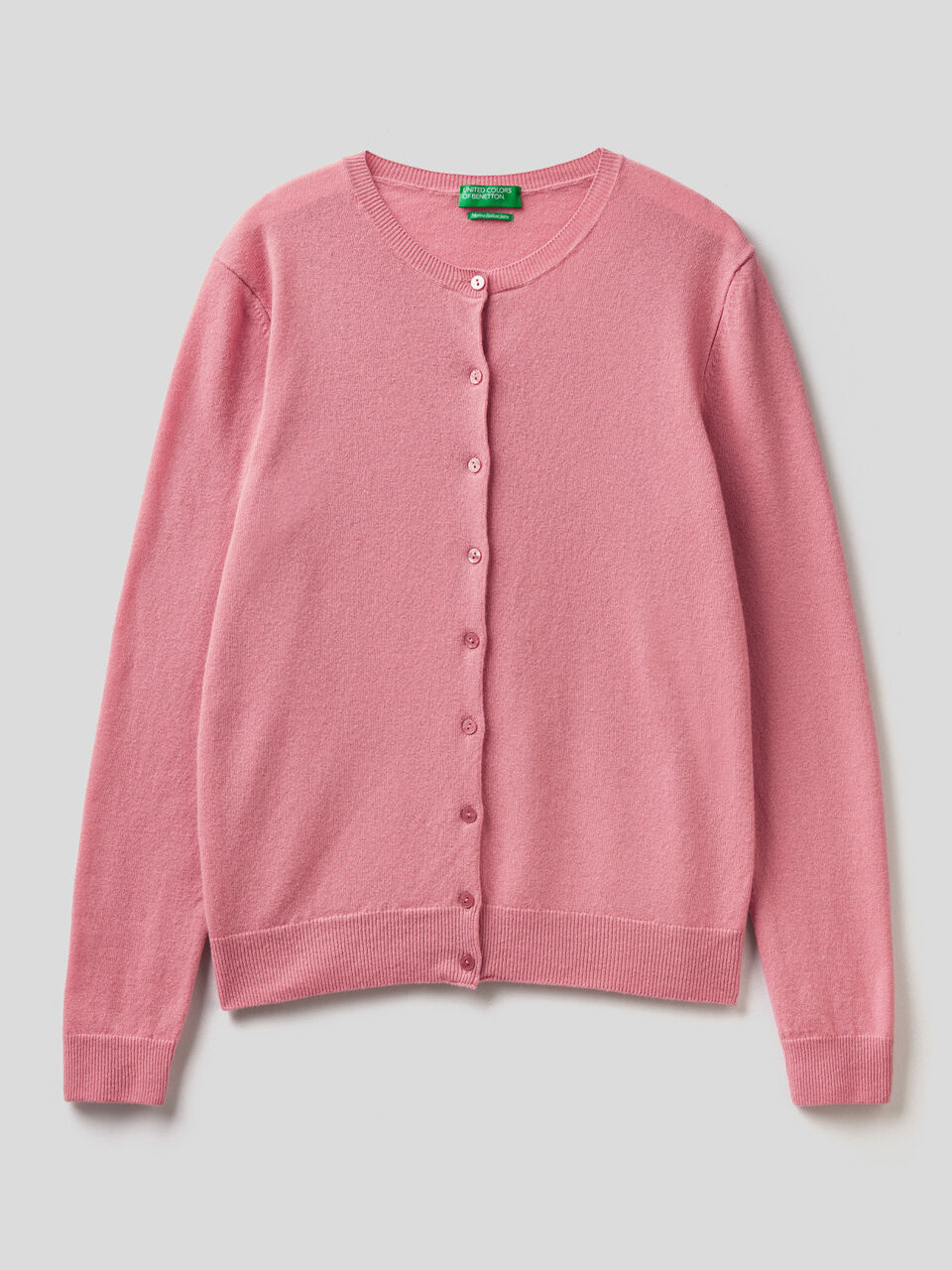 Crew neck cardigan in pure virgin wool image number 1
