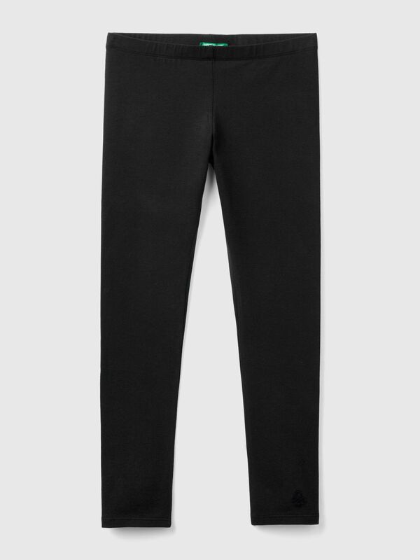Leggings in stretch cotton with logo Junior Girl