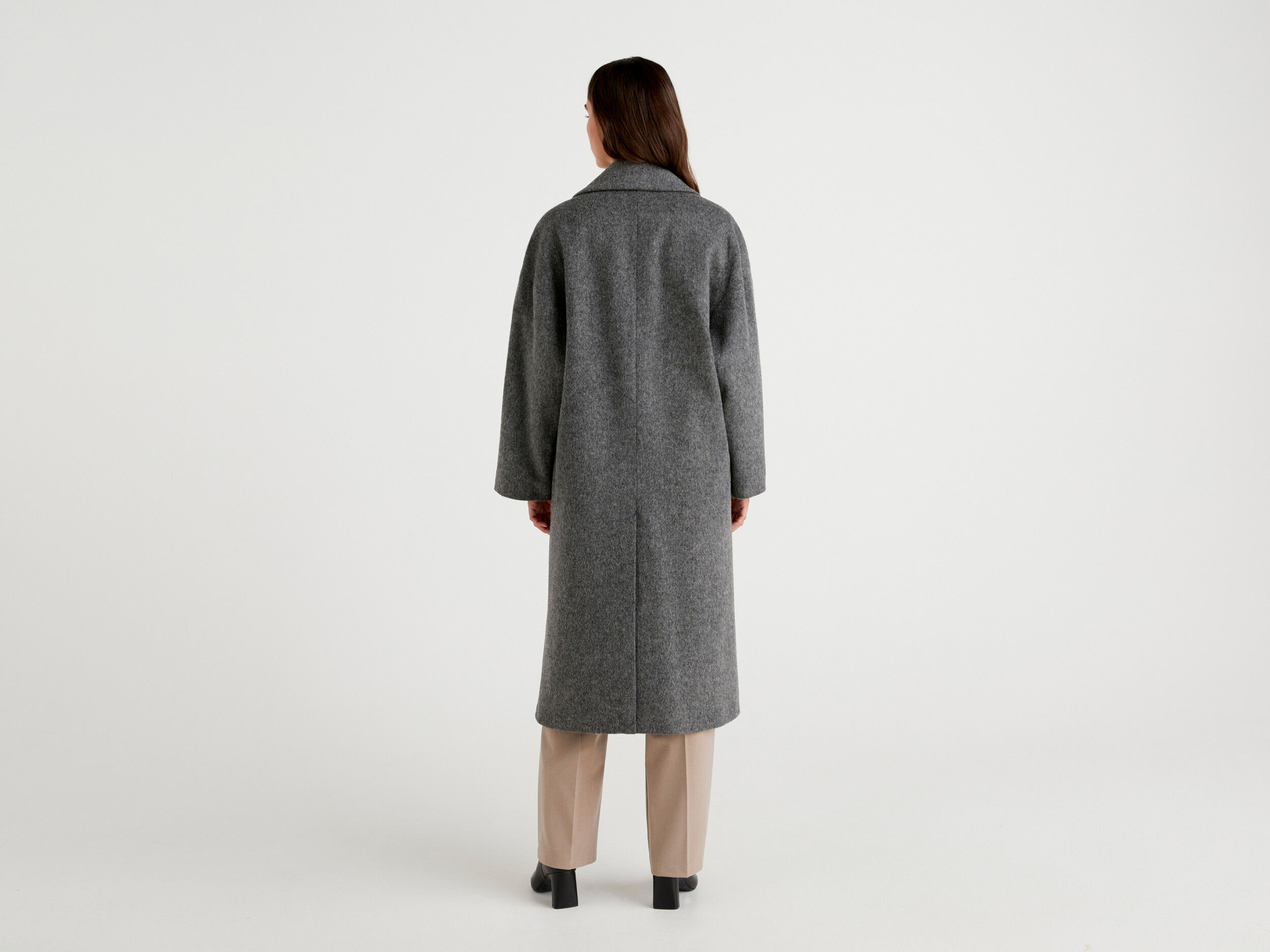 Gray wool womens coat on sale