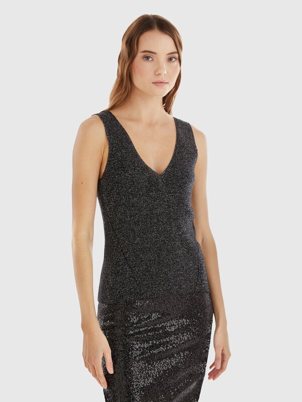 V-neck tank top with lurex Women