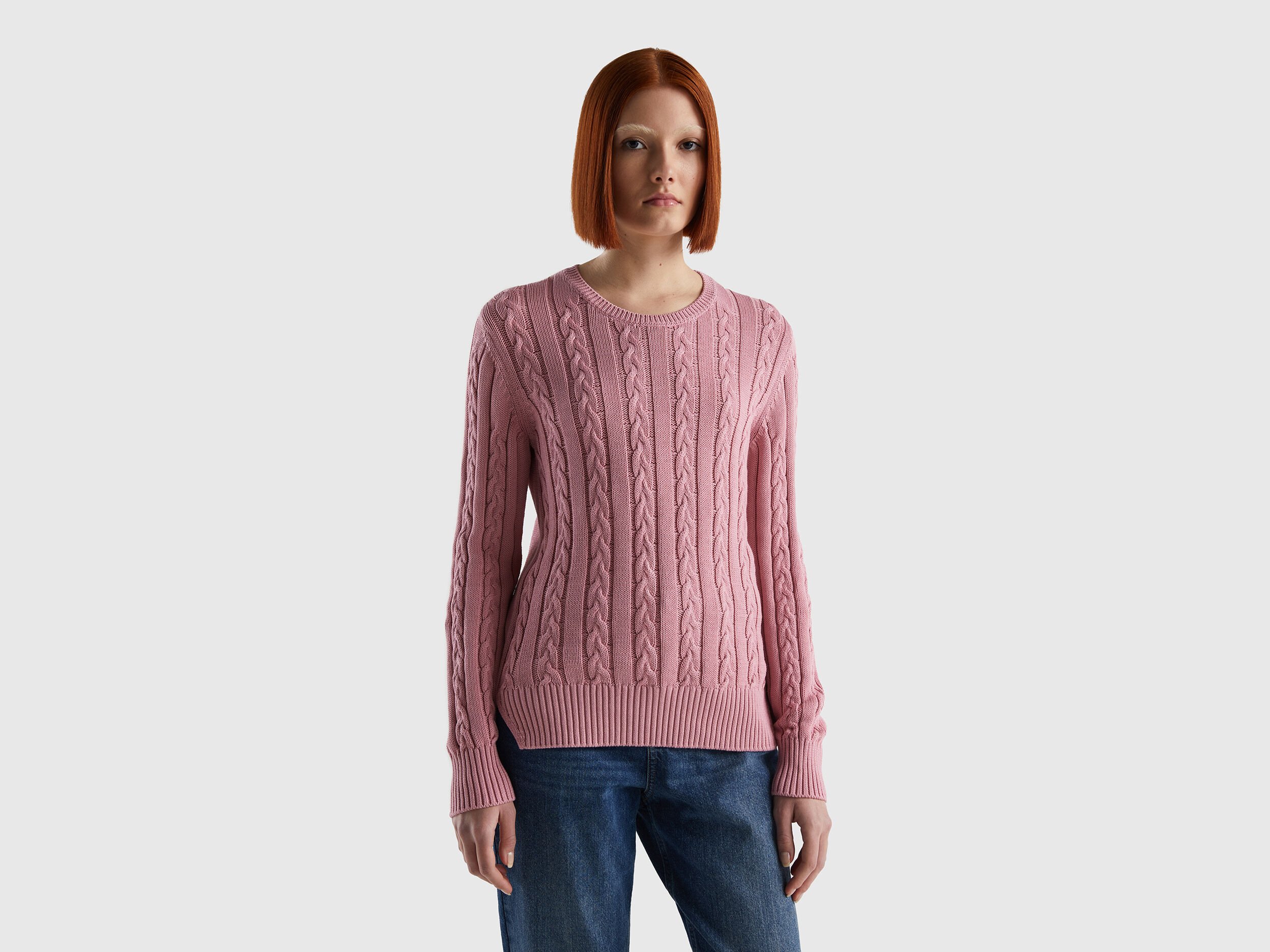 100 cotton cable knit top sweater