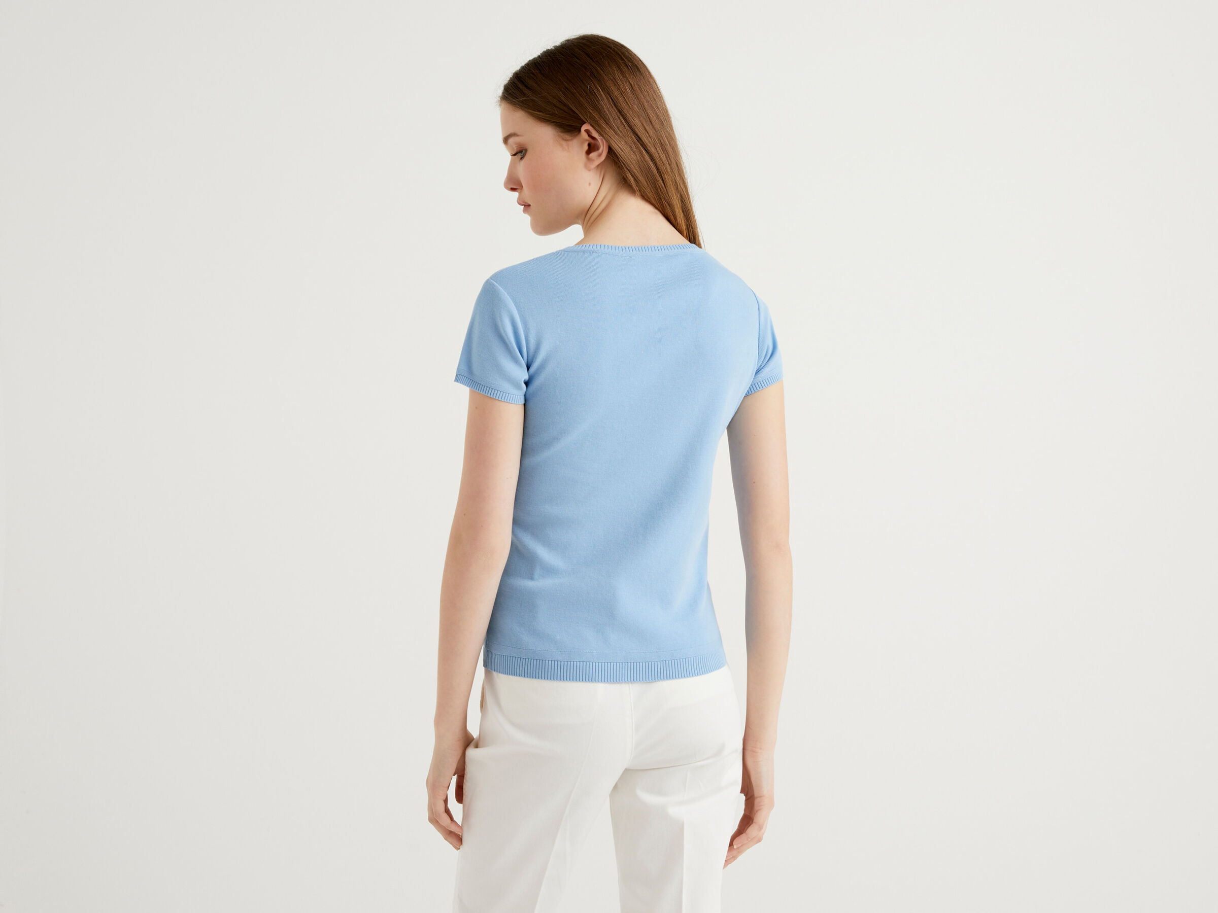 Short sleeve sweater in 100% cotton image number 2