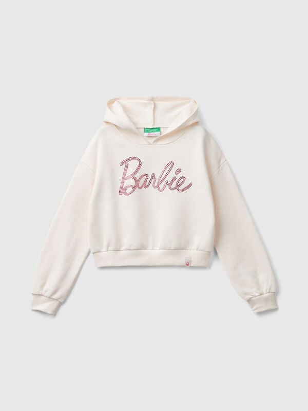 Cream Barbie sweatshirt with rhinestones Junior Girl