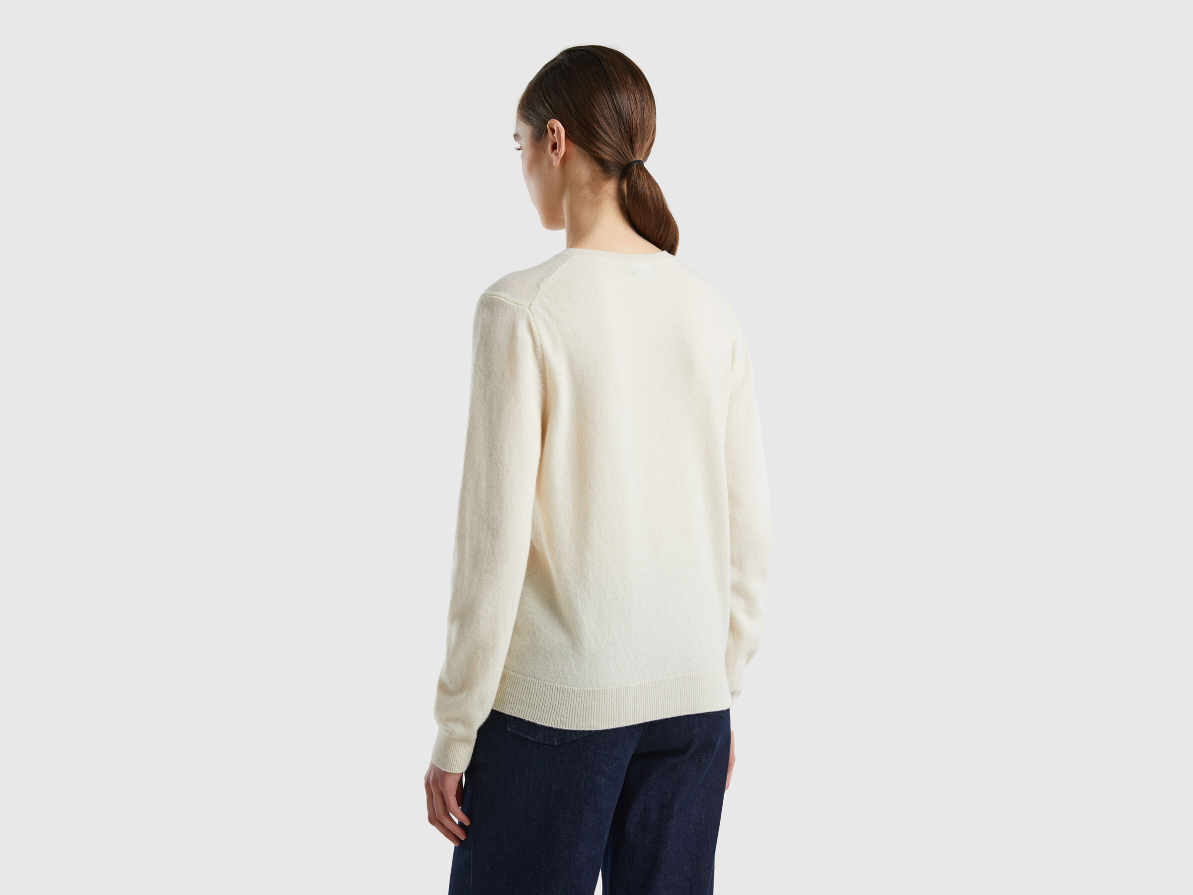 Crew neck cardigan in pure virgin wool image number 2