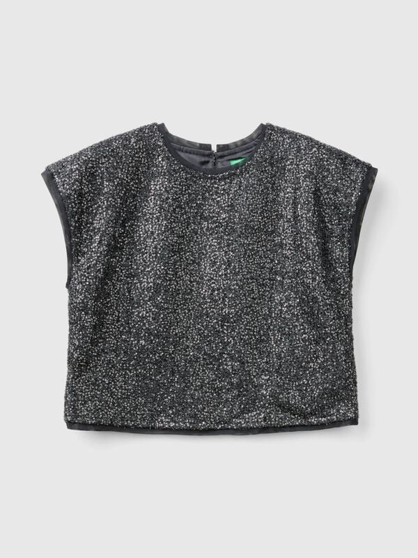 Boxy fit top with sequins Junior Girl