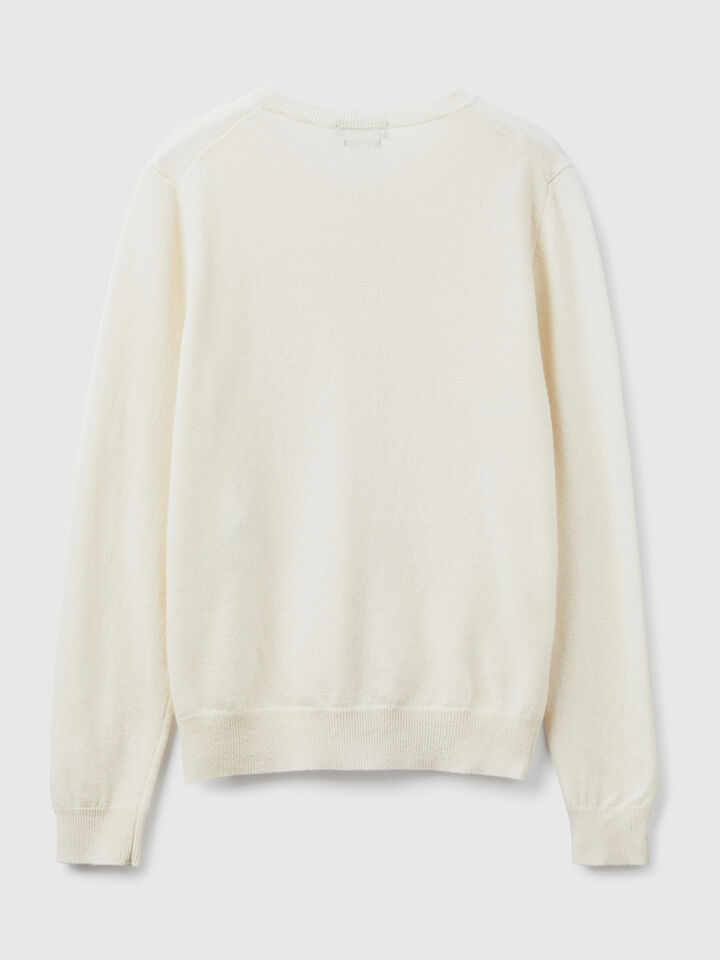 Crew neck cardigan in pure virgin wool image number 2