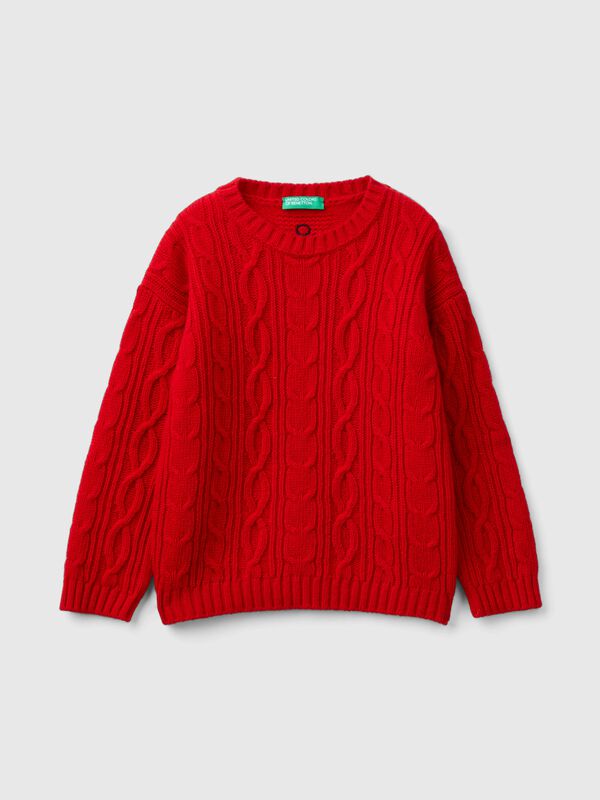 Cable knit sweater in wool blend Junior Boy