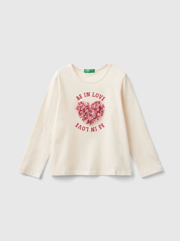 T-shirt with petal effect applique Junior Girl