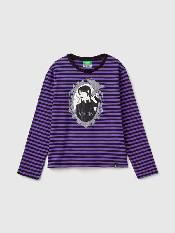 Striped purple and black Wednesday Addams t-shirt Junior Girl