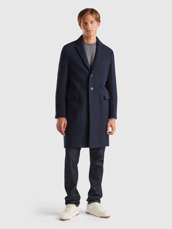 Lined coat in wool blend Men
