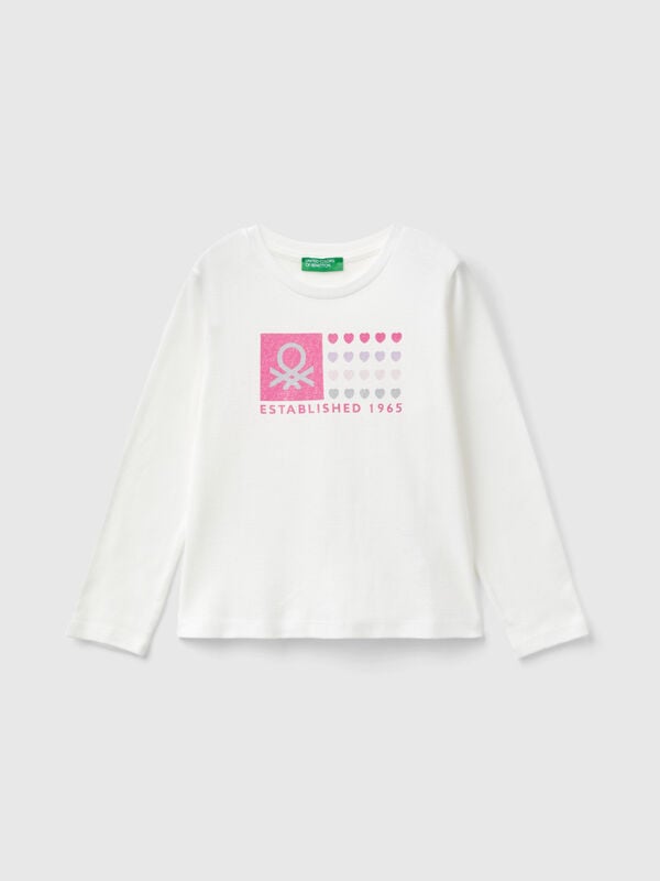 Organic cotton t-shirt with glittery print Junior Girl