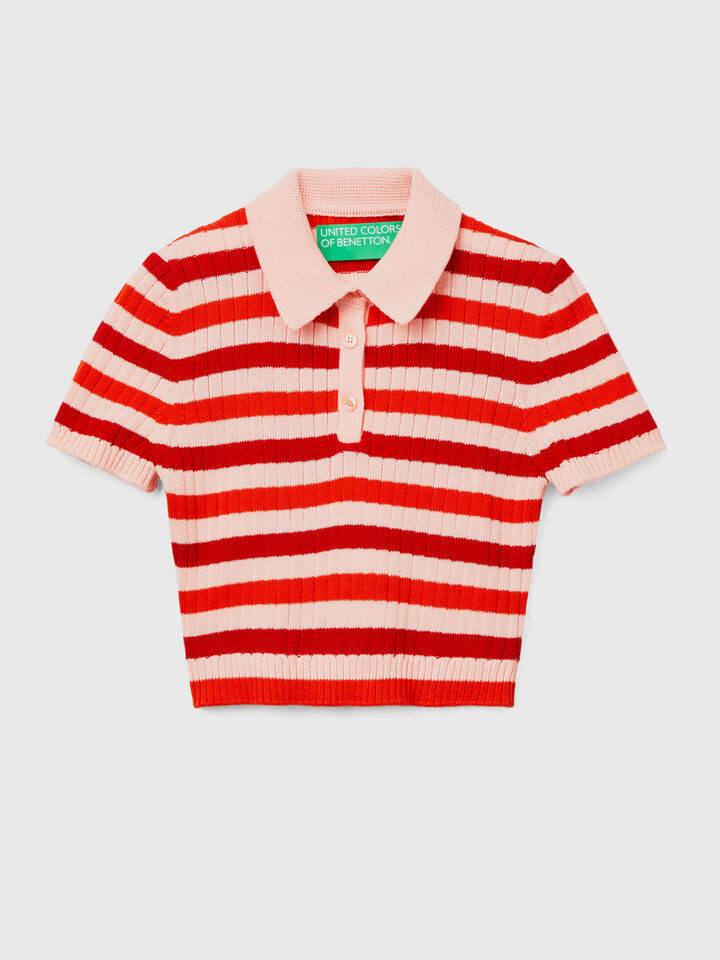 Striped cropped polo image number 1