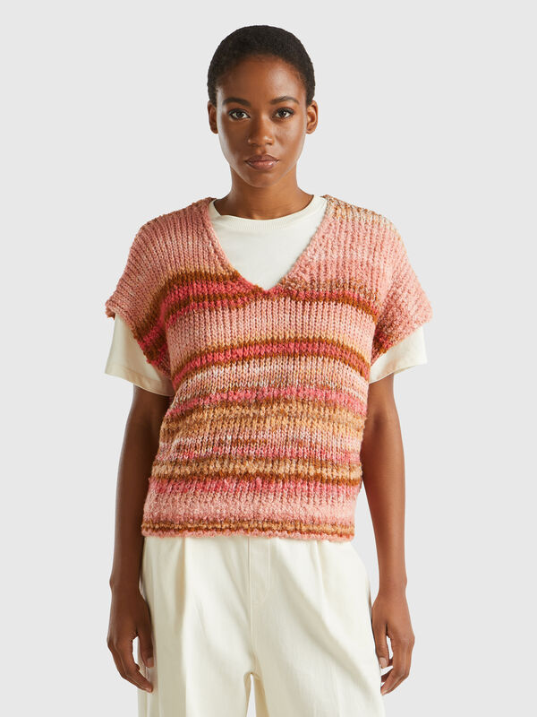 Multicolor vest in wool blend Women