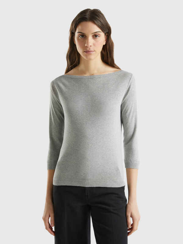 100% cotton boat neck sweater Women