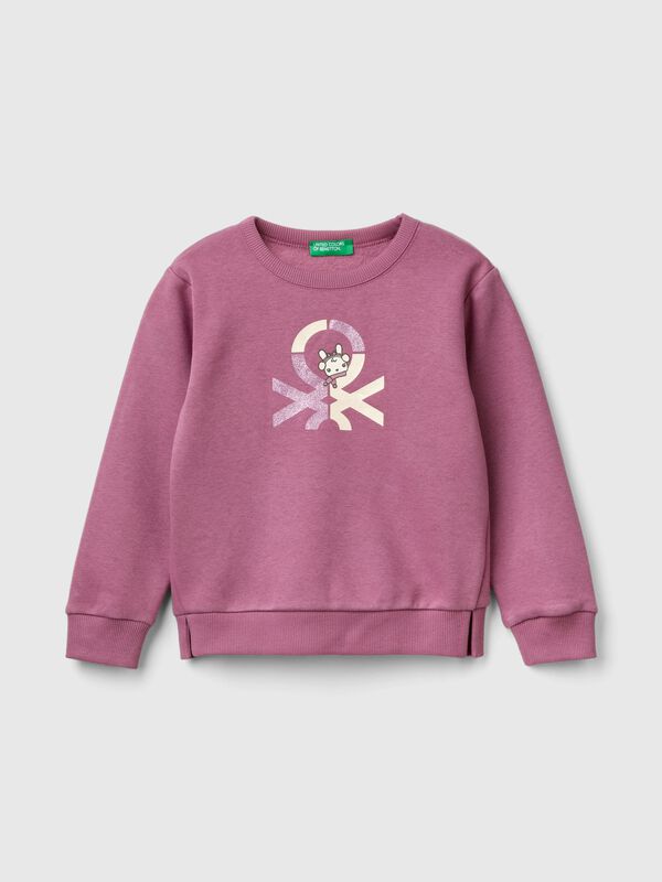 Pullover sweatshirt with glittery print Junior Girl
