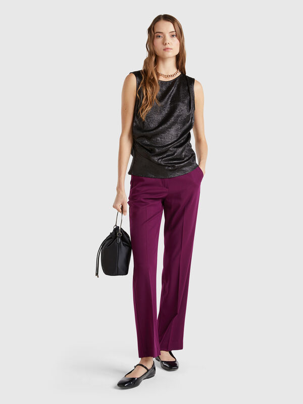 Trousers in wool and viscose blend Women