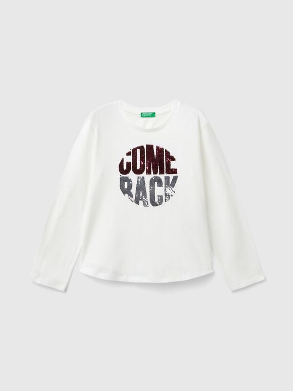 Organic cotton t-shirt with sequins Junior Girl