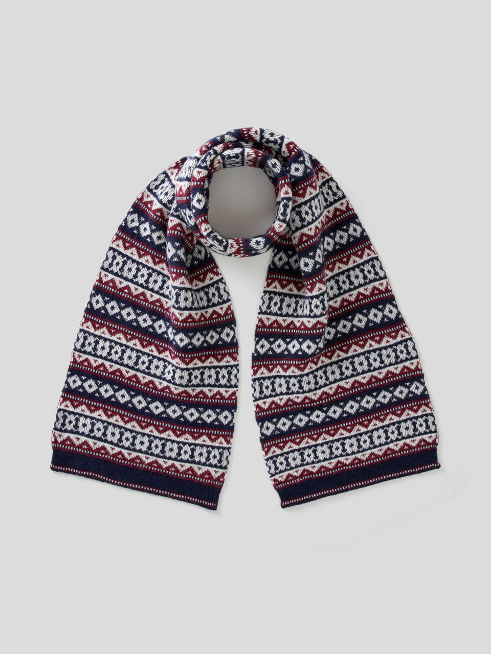 Scarf in jacquard wool blend image number 1