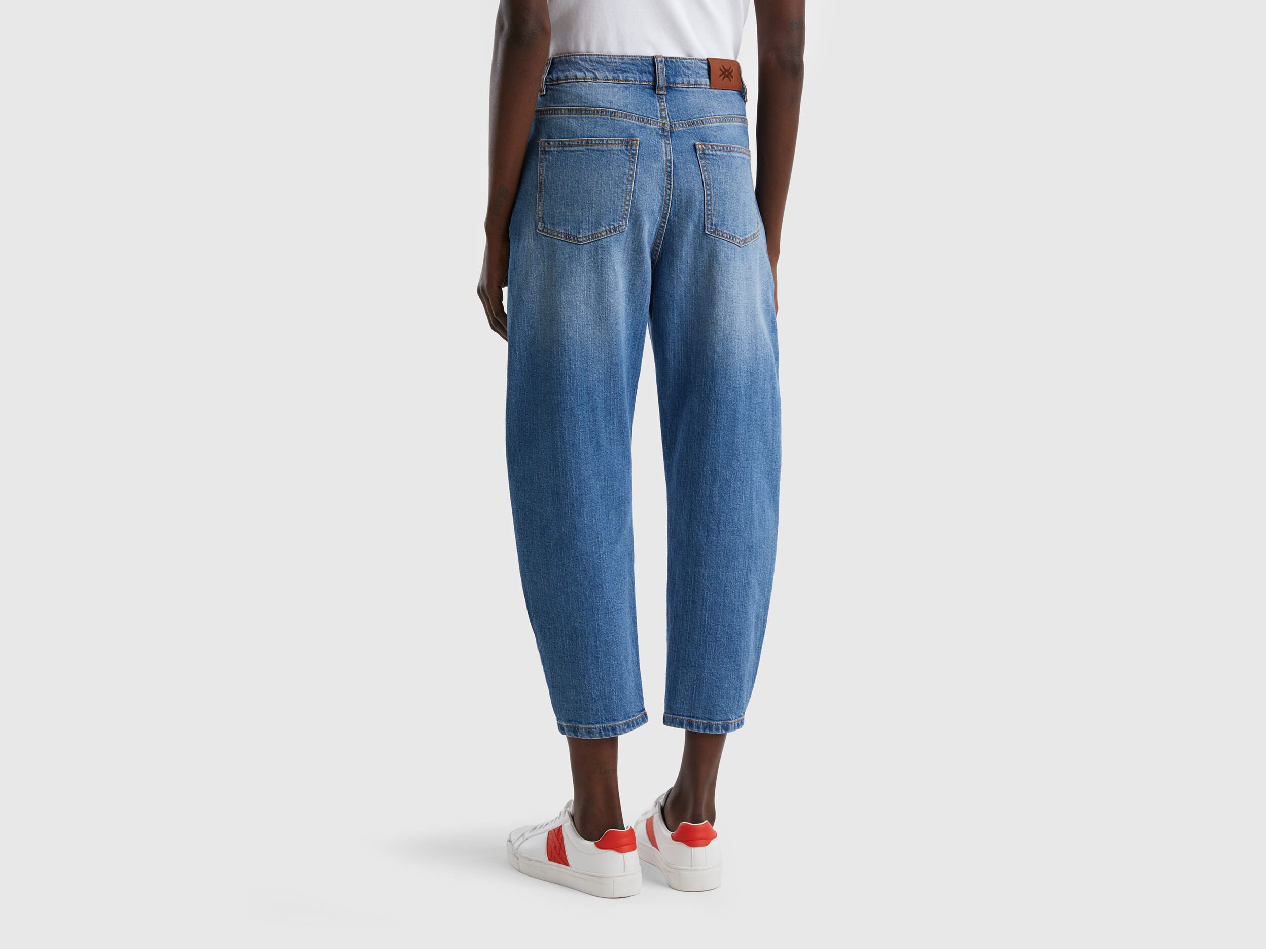 100 cotton balloon fit jeans Blue Benetton