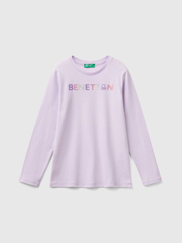Long sleeve t-shirt with glittery print Junior Girl