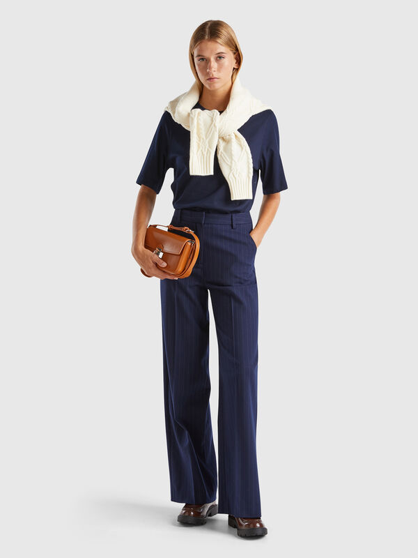 Pinstripe trousers with wide leg Women