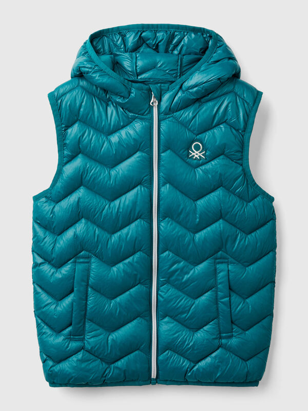 Padded vest in 3D wadding with hood Junior Girl