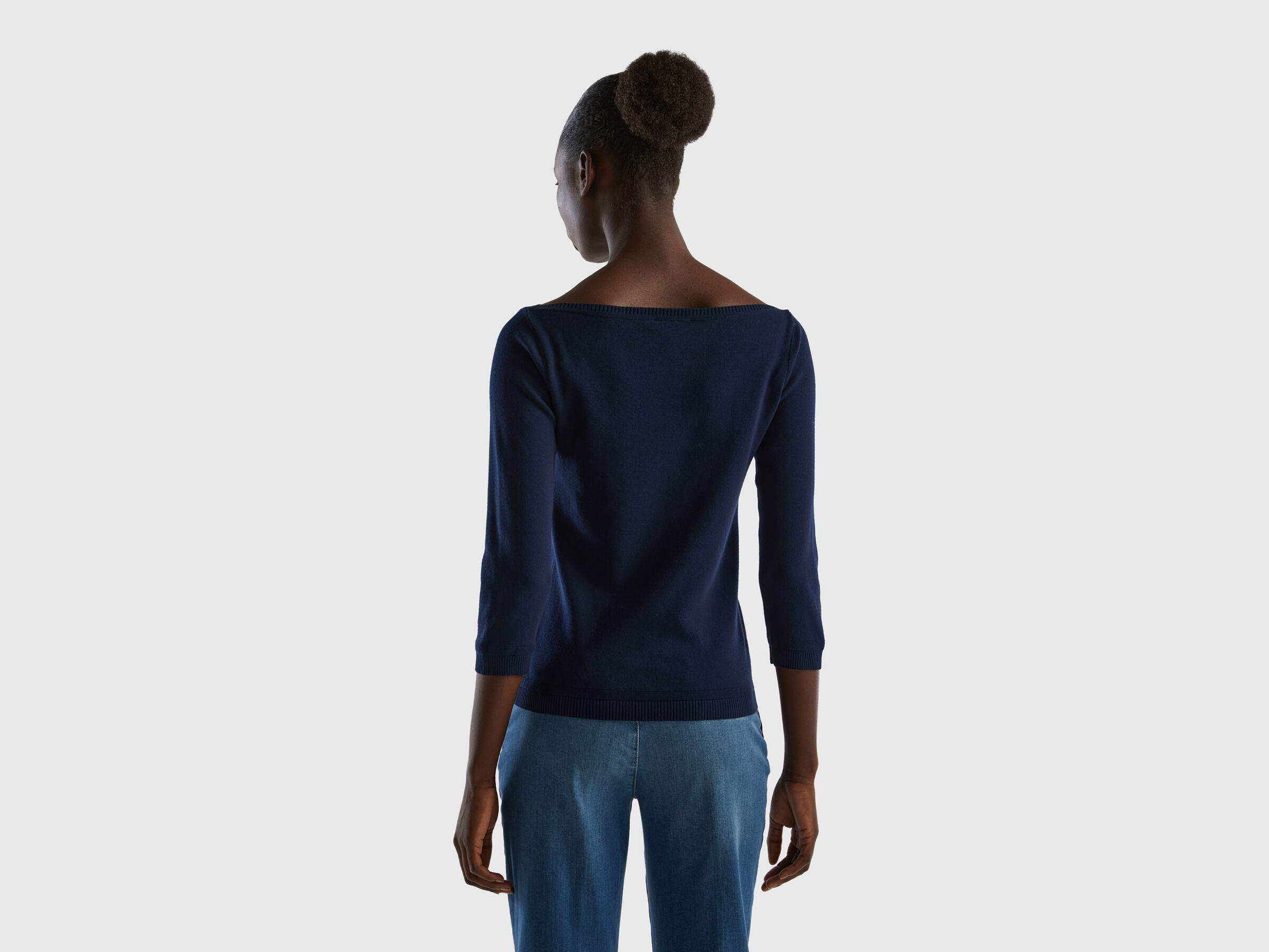 100% cotton boat neck sweater image number 2