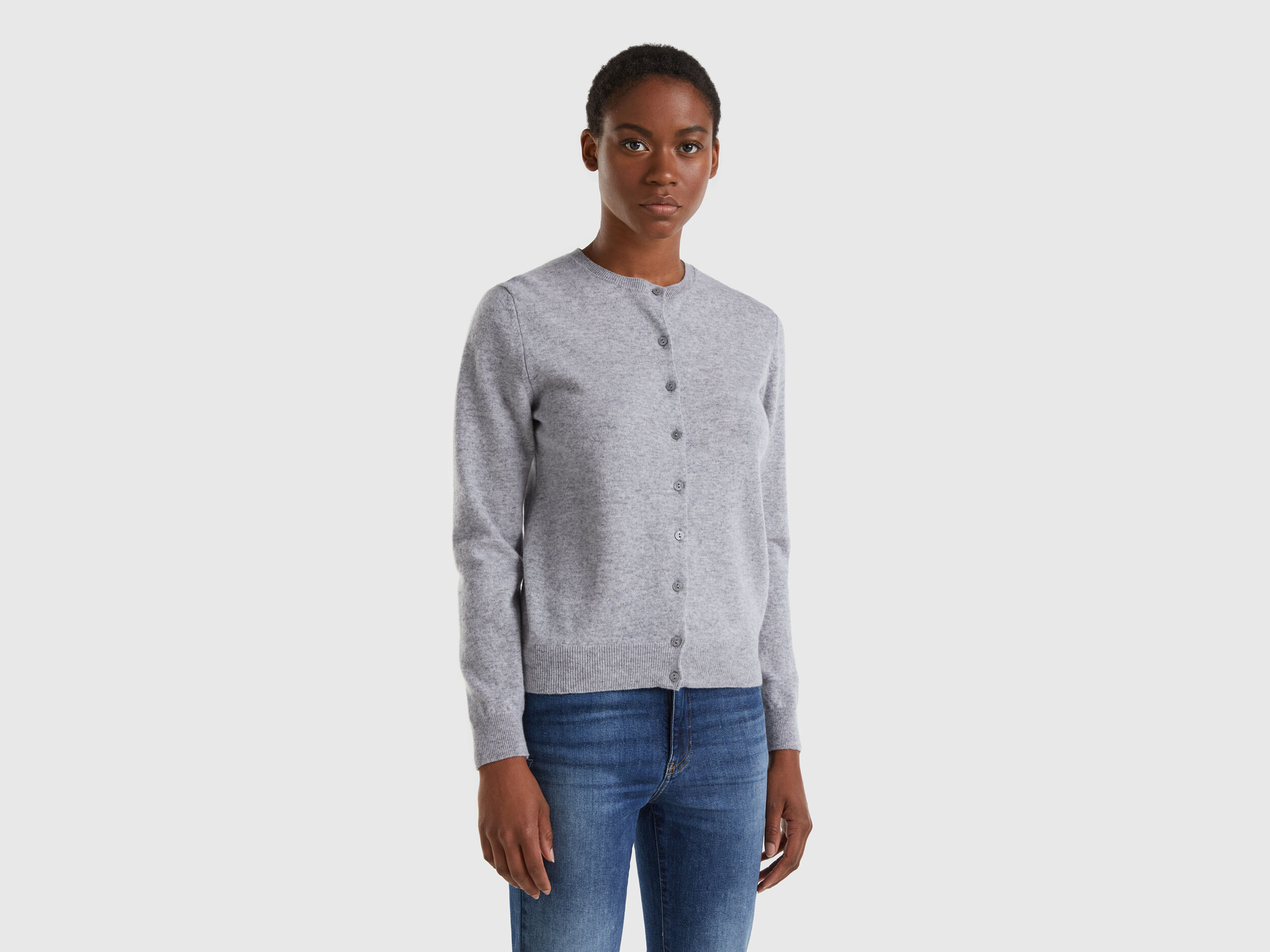 Grey crew neck discount cardigan
