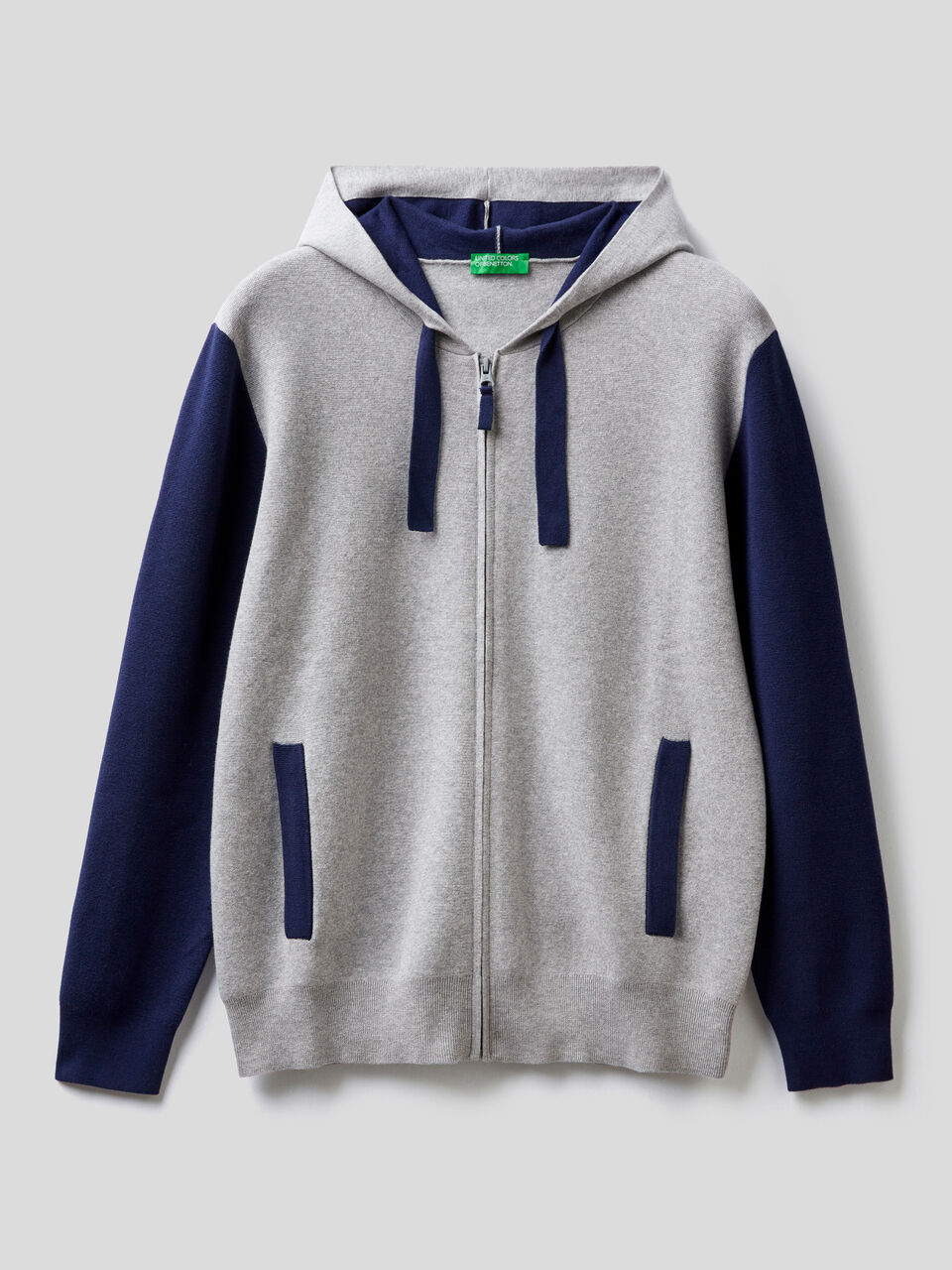 Color block knit hoodie image number 1